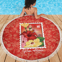 Aloha Hawaii Pua Aloalo Beach Blanket Hawaiian Hibiscus Flowers Stylized Stamp