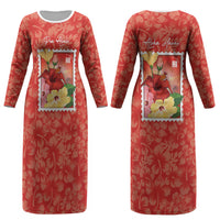 Aloha Hawaii Pua Aloalo Couples Matching Long Sleeve Bodycon Dress and Long Sleeve Button Shirt Hawaiian Hibiscus Flowers Stylized Stamp LT14 - Polynesian Pride