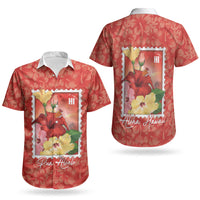 Aloha Hawaii Pua Aloalo Couples Matching Off Shoulder Short Dress and Hawaiian Shirt Hawaiian Hibiscus Flowers Stylized Stamp LT14 - Polynesian Pride