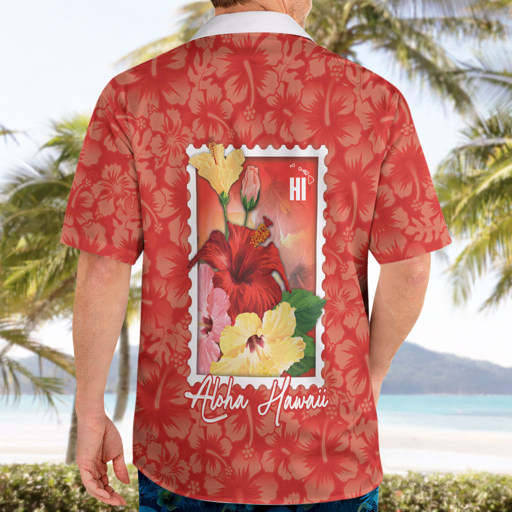 Aloha Hawaii Pua Aloalo Hawaiian Shirt Hawaiian Hibiscus Flowers Stylized Stamp