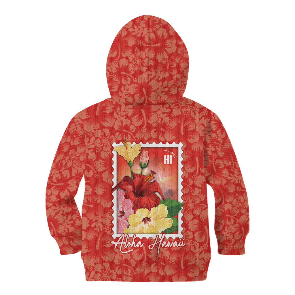 Aloha Hawaii Pua Aloalo Kid Hoodie Hawaiian Hibiscus Flowers Stylized Stamp