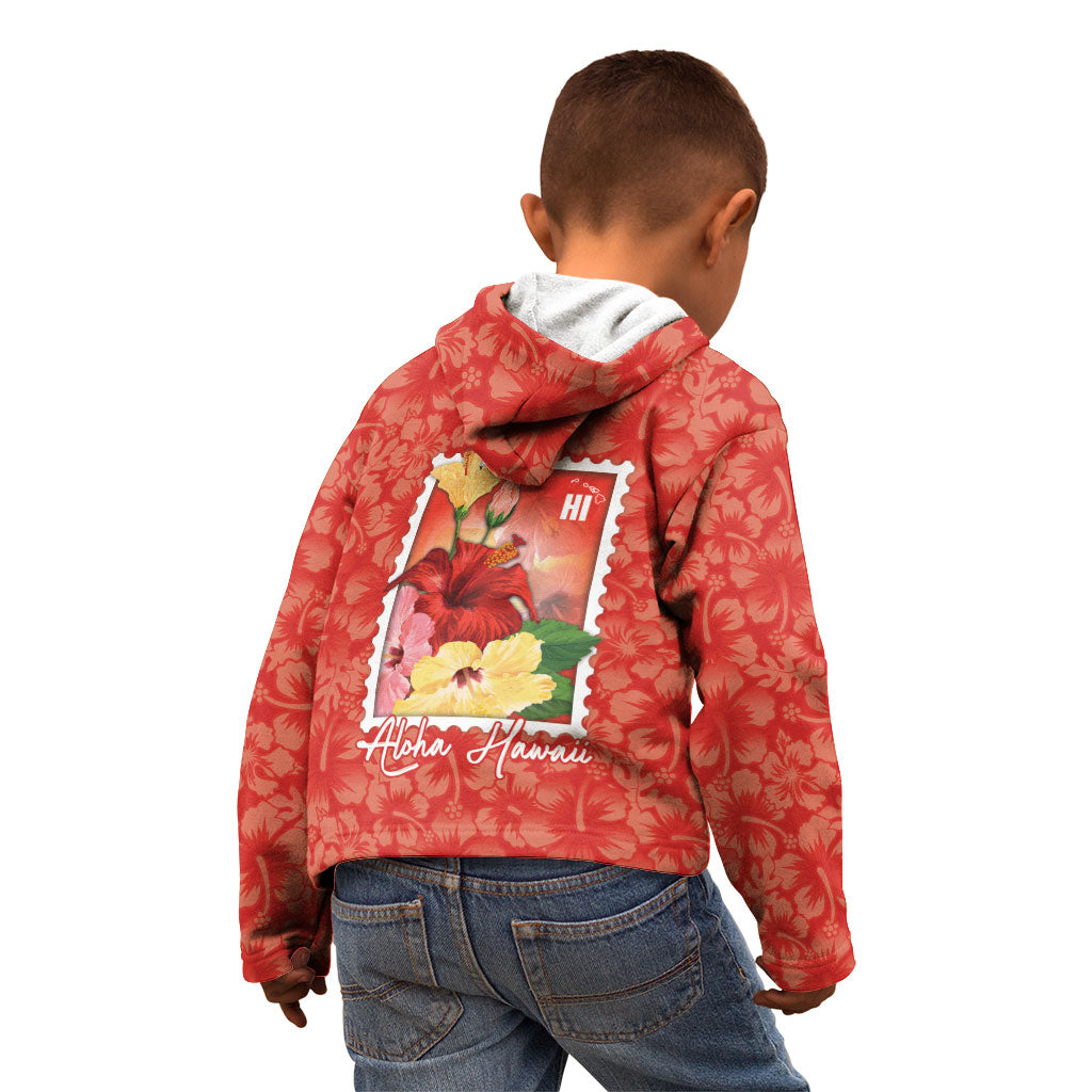Aloha Hawaii Pua Aloalo Kid Hoodie Hawaiian Hibiscus Flowers Stylized Stamp
