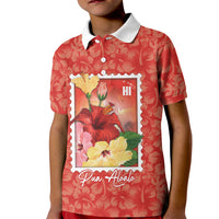 Aloha Hawaii Pua Aloalo Kid Polo Shirt Hawaiian Hibiscus Flowers Stylized Stamp