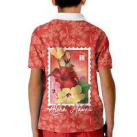 Aloha Hawaii Pua Aloalo Kid Polo Shirt Hawaiian Hibiscus Flowers Stylized Stamp