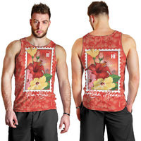 Aloha Hawaii Pua Aloalo Men Tank Top Hawaiian Hibiscus Flowers Stylized Stamp