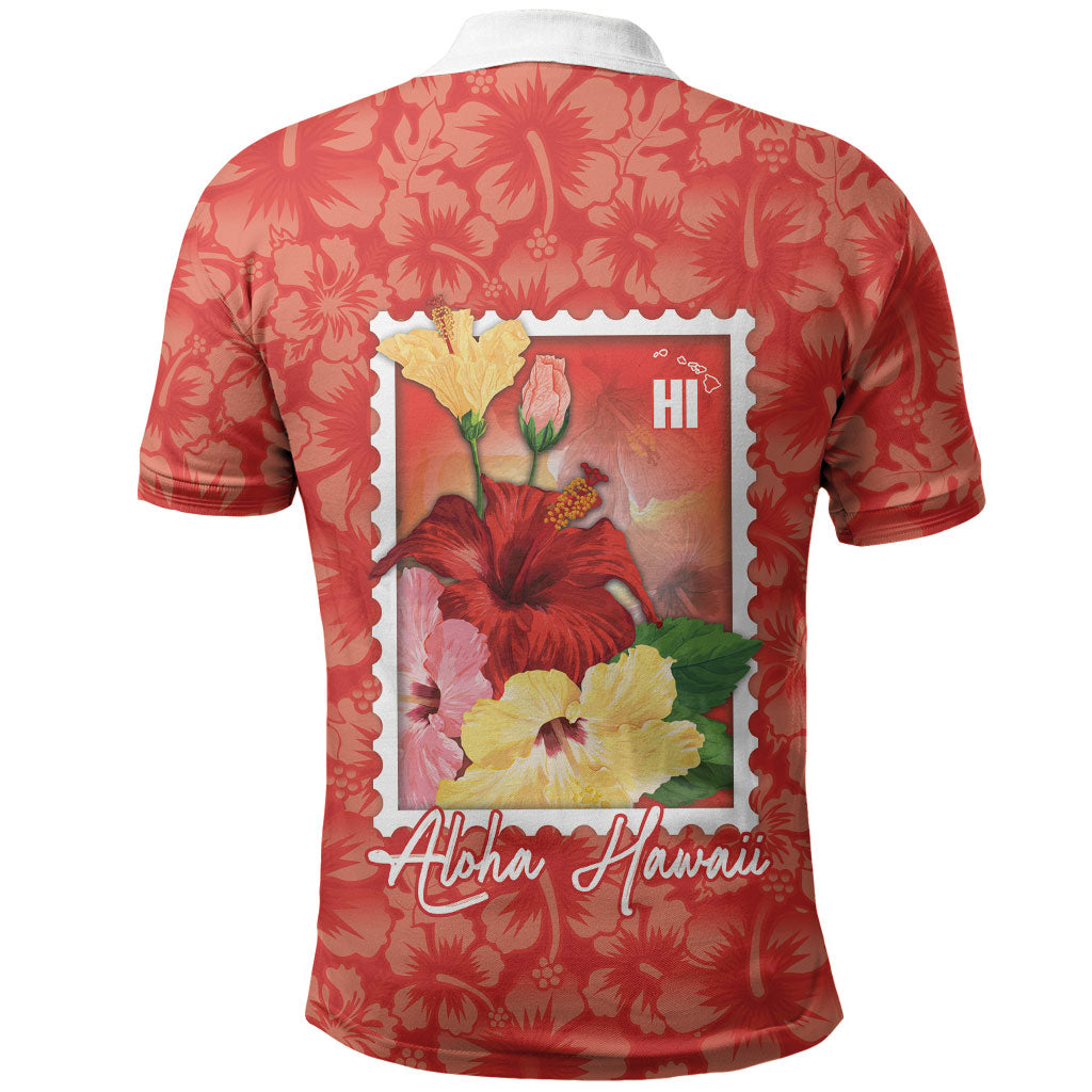 Aloha Hawaii Pua Aloalo Polo Shirt Hawaiian Hibiscus Flowers Stylized Stamp