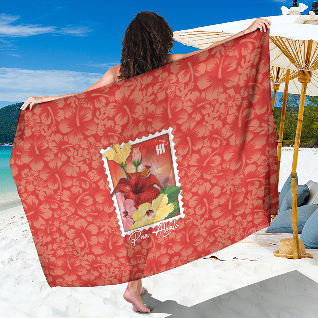 Aloha Hawaii Pua Aloalo Sarong Hawaiian Hibiscus Flowers Stylized Stamp