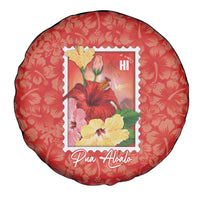 Aloha Hawaii Pua Aloalo Spare Tire Cover Hawaiian Hibiscus Flowers Stylized Stamp