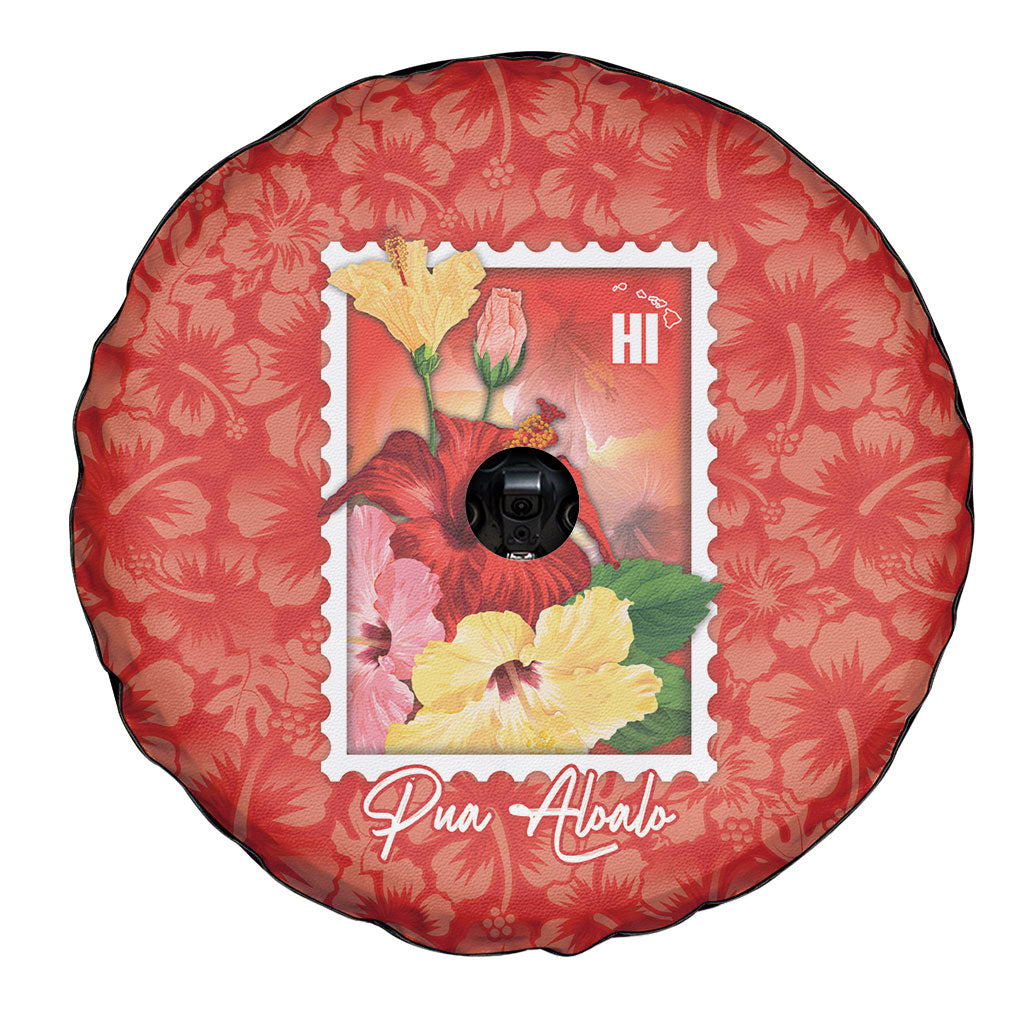 Aloha Hawaii Pua Aloalo Spare Tire Cover Hawaiian Hibiscus Flowers Stylized Stamp