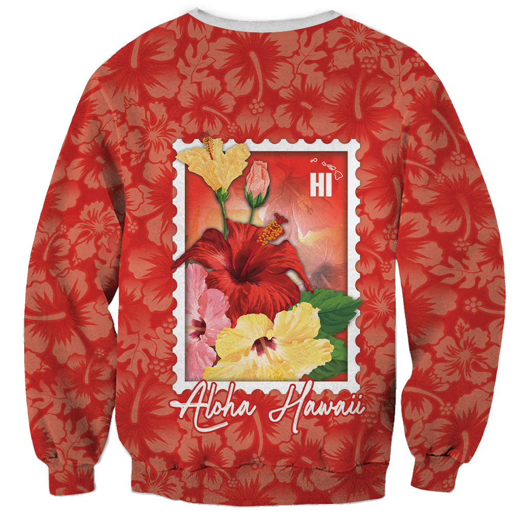 Aloha Hawaii Pua Aloalo Sweatshirt Hawaiian Hibiscus Flowers Stylized Stamp LT14 - Polynesian Pride