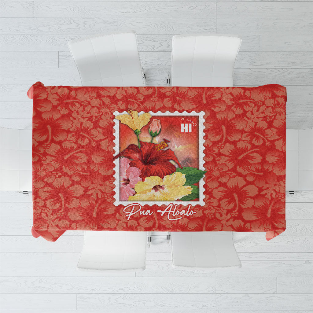 Aloha Hawaii Pua Aloalo Tablecloth Hawaiian Hibiscus Flowers Stylized Stamp
