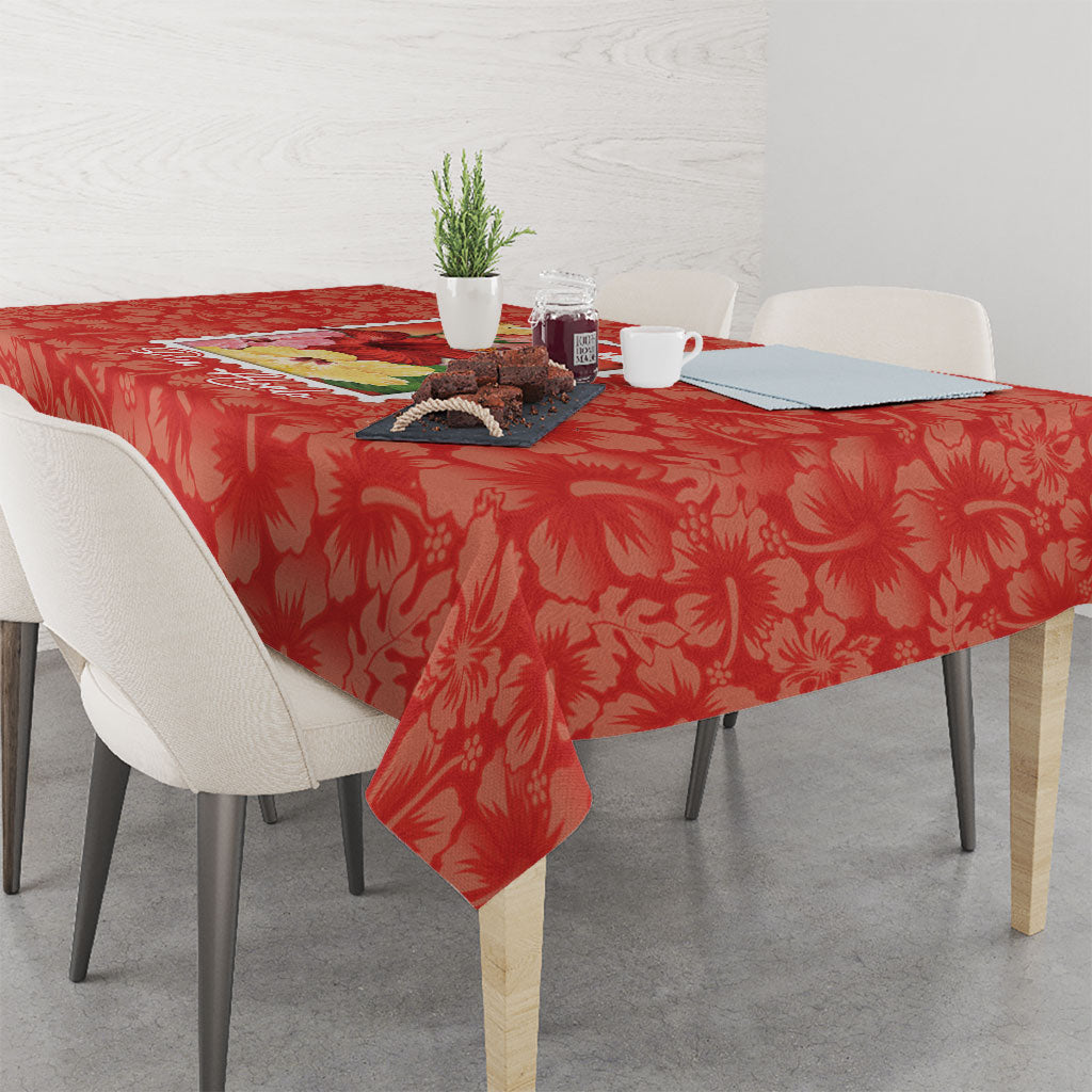 Aloha Hawaii Pua Aloalo Tablecloth Hawaiian Hibiscus Flowers Stylized Stamp