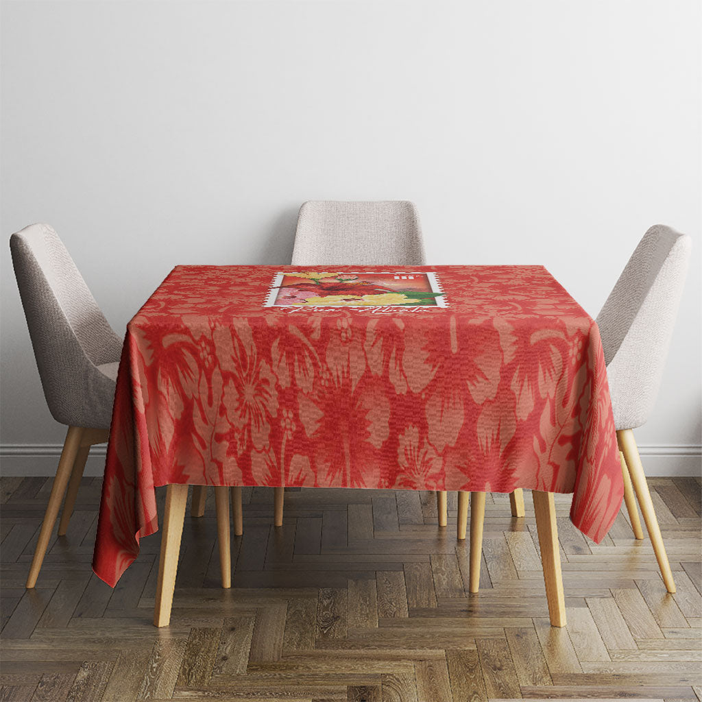 Aloha Hawaii Pua Aloalo Tablecloth Hawaiian Hibiscus Flowers Stylized Stamp