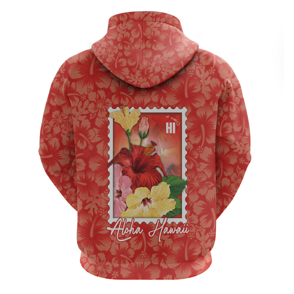 Aloha Hawaii Pua Aloalo Zip Hoodie Hawaiian Hibiscus Flowers Stylized Stamp