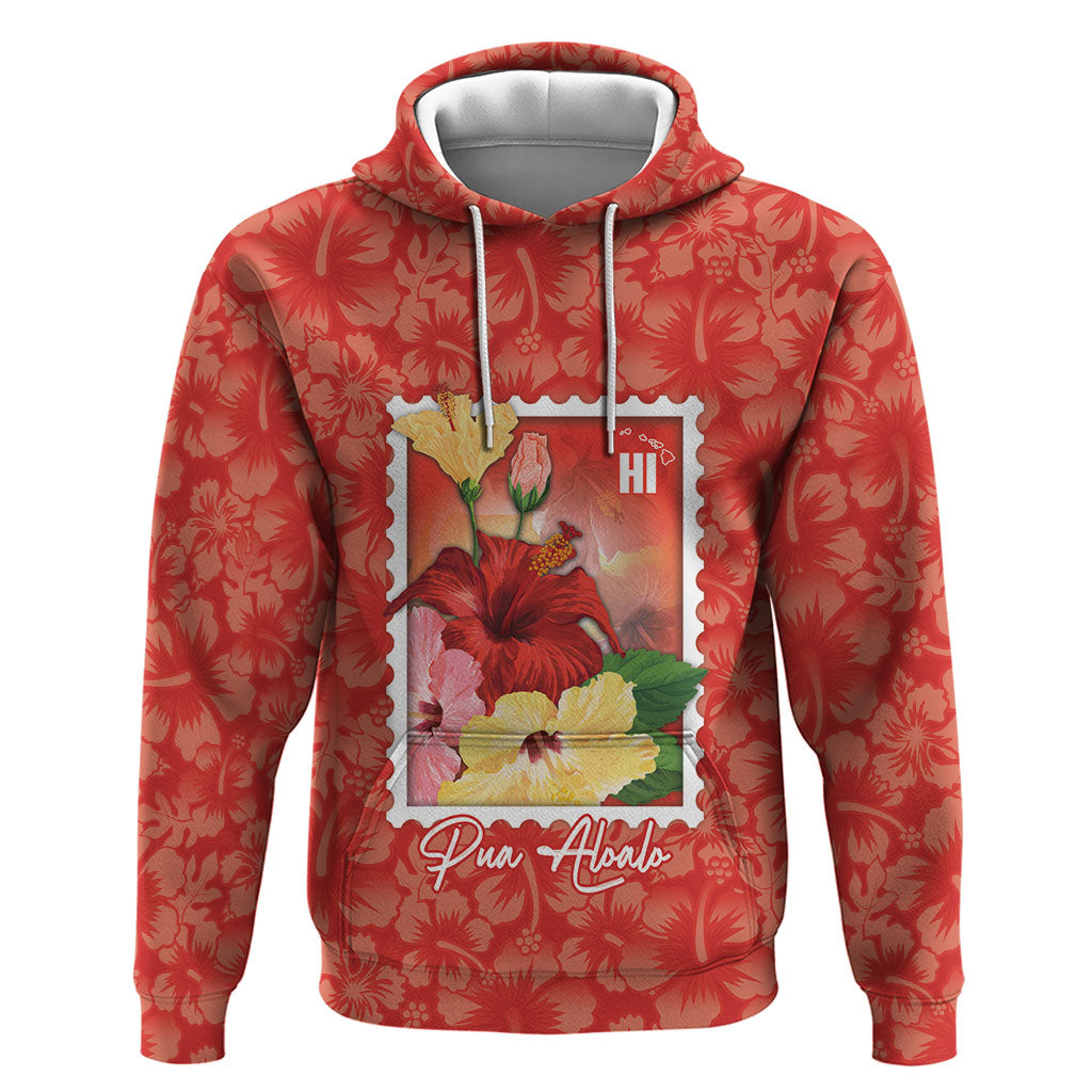 Aloha Hawaii Pua Aloalo Zip Hoodie Hawaiian Hibiscus Flowers Stylized Stamp