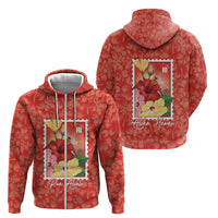 Aloha Hawaii Pua Aloalo Zip Hoodie Hawaiian Hibiscus Flowers Stylized Stamp