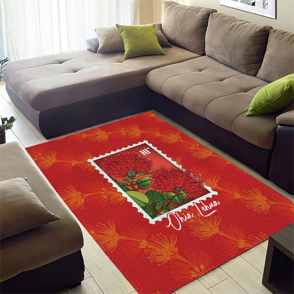 Aloha Hawaii Ohia Lehua Area Rug Hawaiian Lei Stylized Stamp LT14 - Polynesian Pride