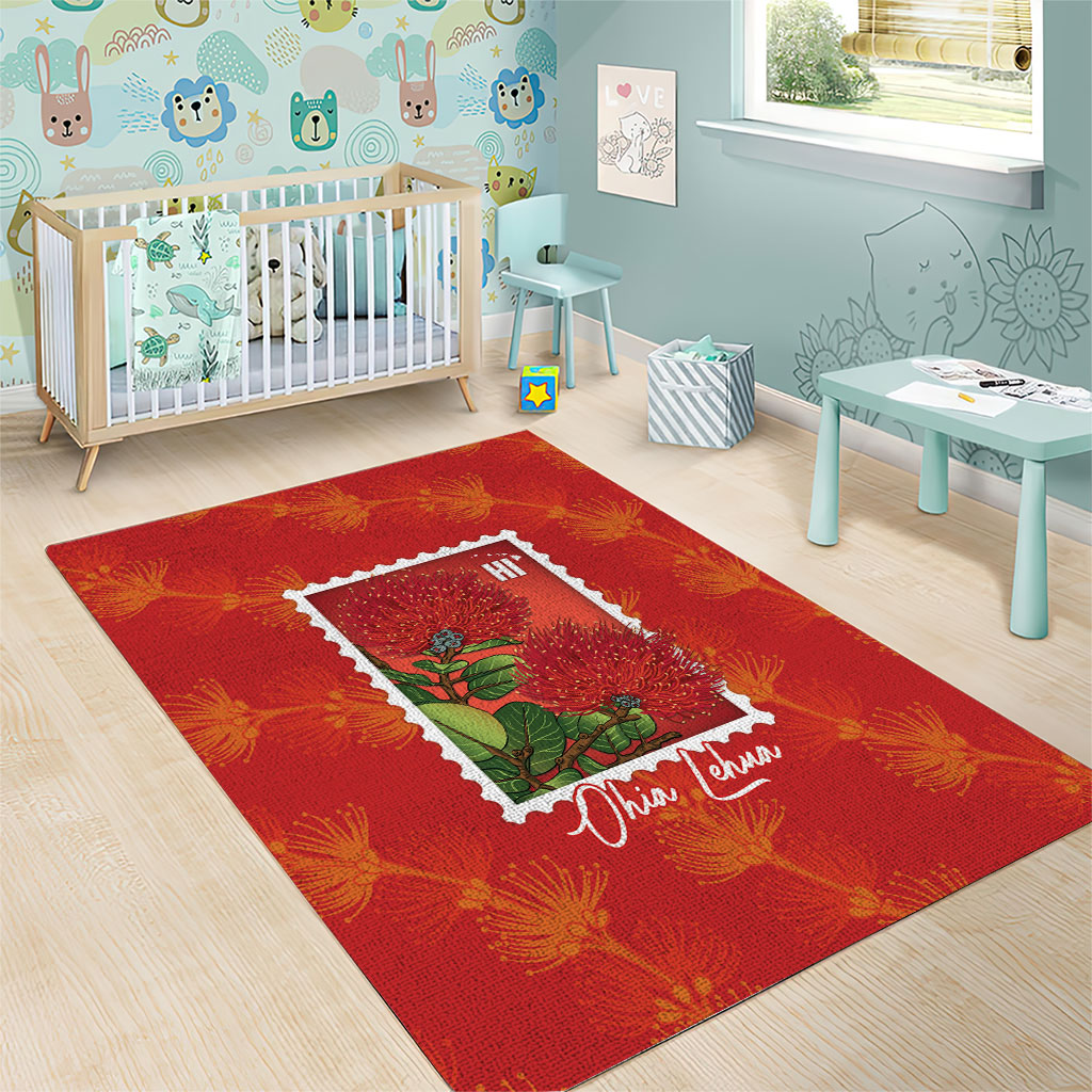 Aloha Hawaii Ohia Lehua Area Rug Hawaiian Lei Stylized Stamp LT14 - Polynesian Pride