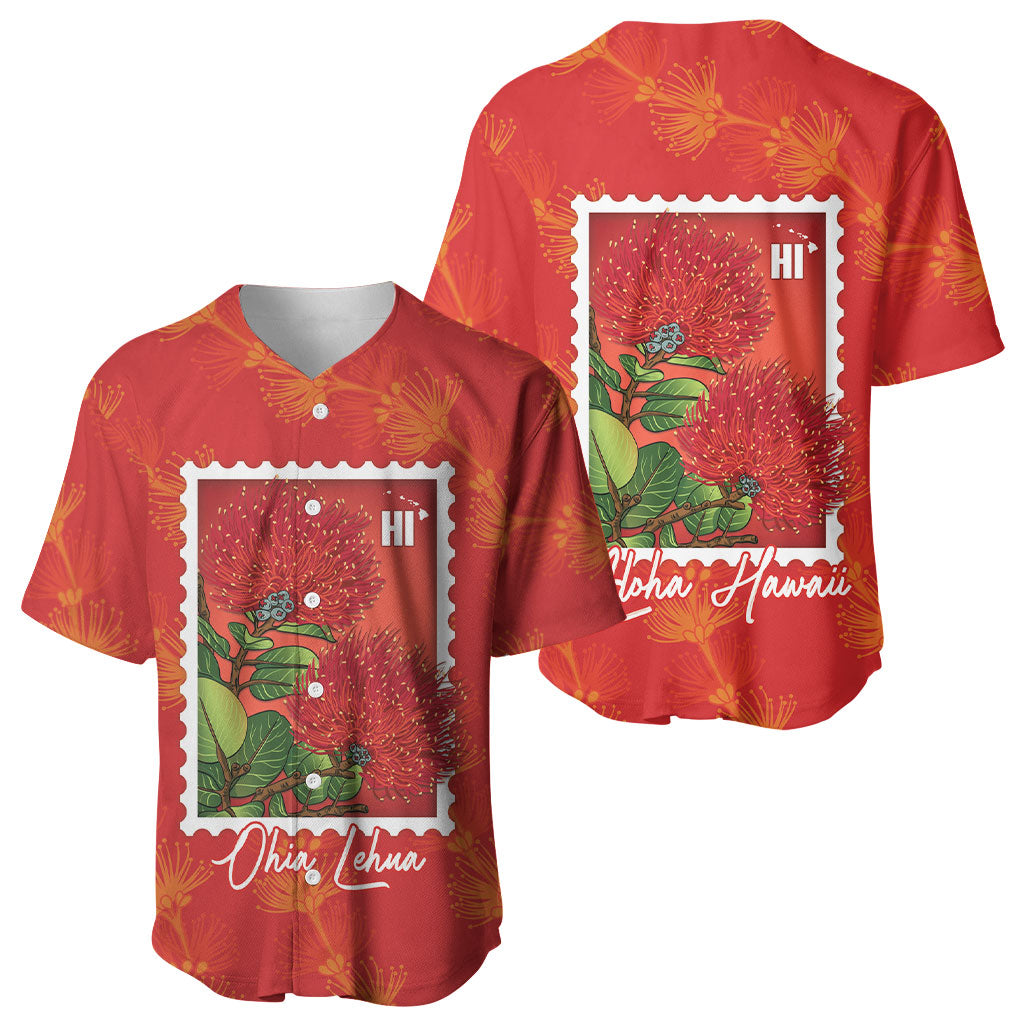 Aloha Hawaii Ohia Lehua Baseball Jersey Hawaiian Lei Stylized Stamp