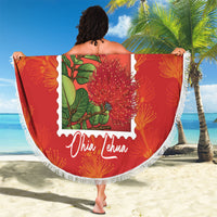 Aloha Hawaii Ohia Lehua Beach Blanket Hawaiian Lei Stylized Stamp