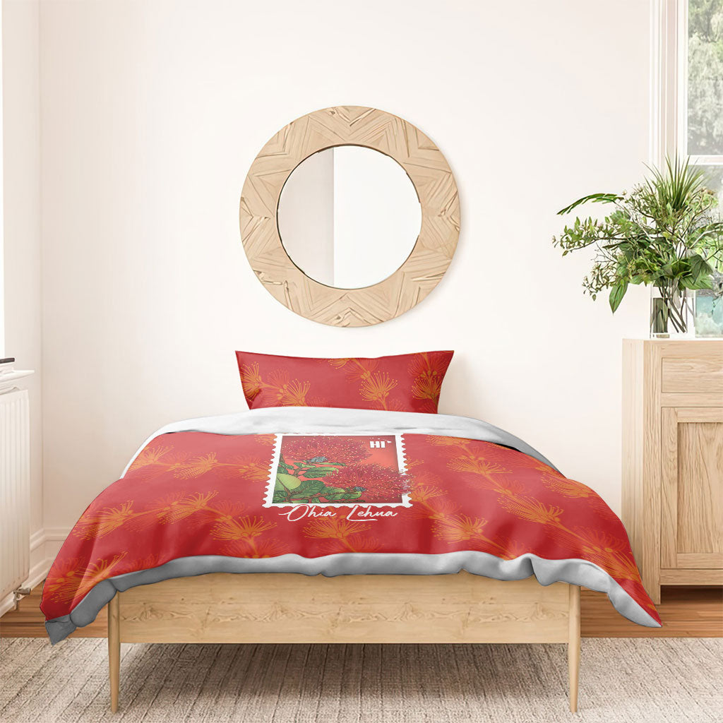 Aloha Hawaii Ohia Lehua Bedding Set Hawaiian Lei Stylized Stamp LT14 - Polynesian Pride