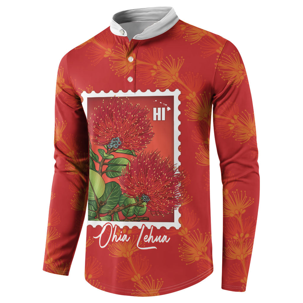 Aloha Hawaii Ohia Lehua Button Sweatshirt Hawaiian Lei Stylized Stamp LT14 - Polynesian Pride
