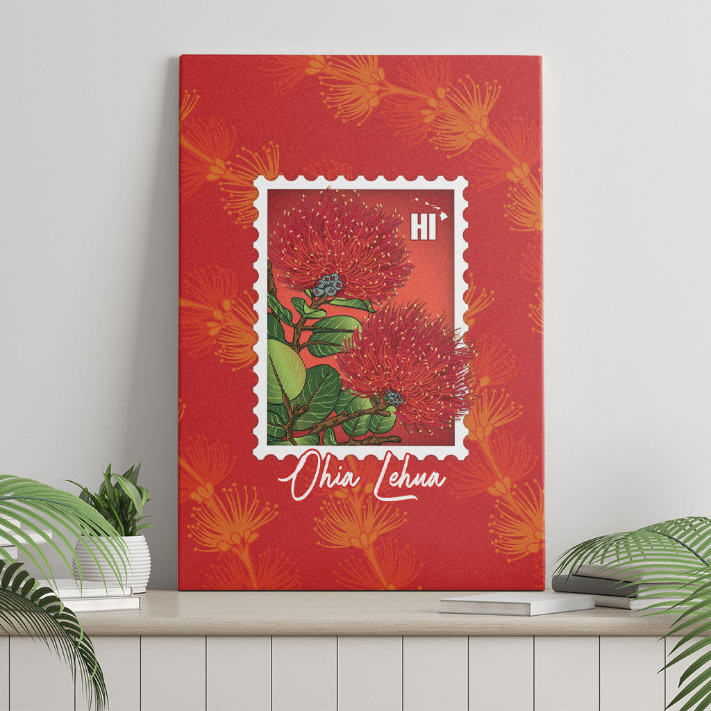 Aloha Hawaii Ohia Lehua Canvas Wall Art Hawaiian Lei Stylized Stamp LT14 - Polynesian Pride
