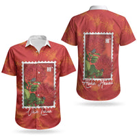 Aloha Hawaii Ohia Lehua Couples Matching Mermaid Dress and Hawaiian Shirt Hawaiian Lei Stylized Stamp LT14 - Polynesian Pride