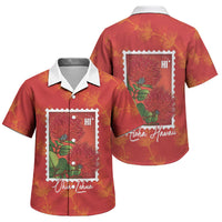 Aloha Hawaii Ohia Lehua Family Matching Off The Shoulder Long Sleeve Dress and Hawaiian Shirt Hawaiian Lei Stylized Stamp LT14 Son's Shirt Red - Polynesian Pride
