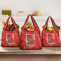 Aloha Hawaii Ohia Lehua Grocery Bag Hawaiian Lei Stylized Stamp