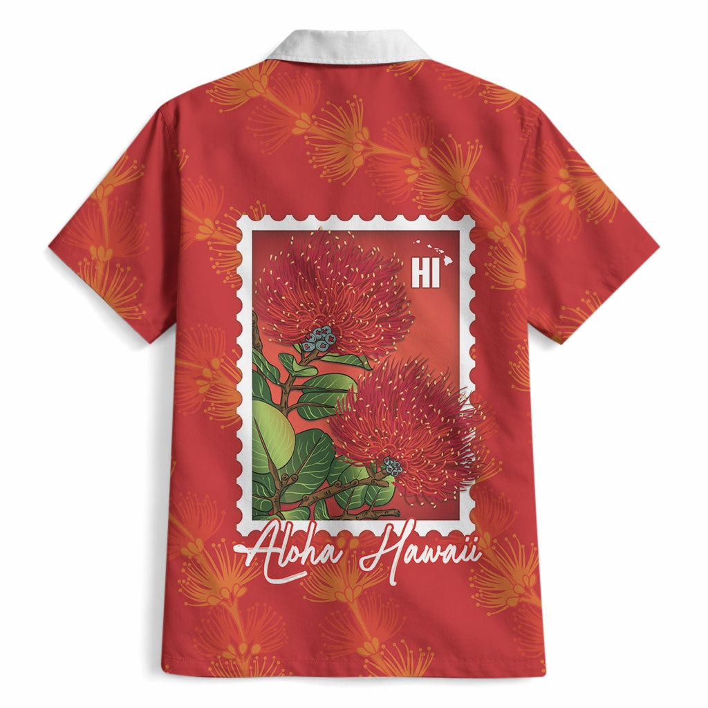 Aloha Hawaii Ohia Lehua Hawaiian Shirt Hawaiian Lei Stylized Stamp