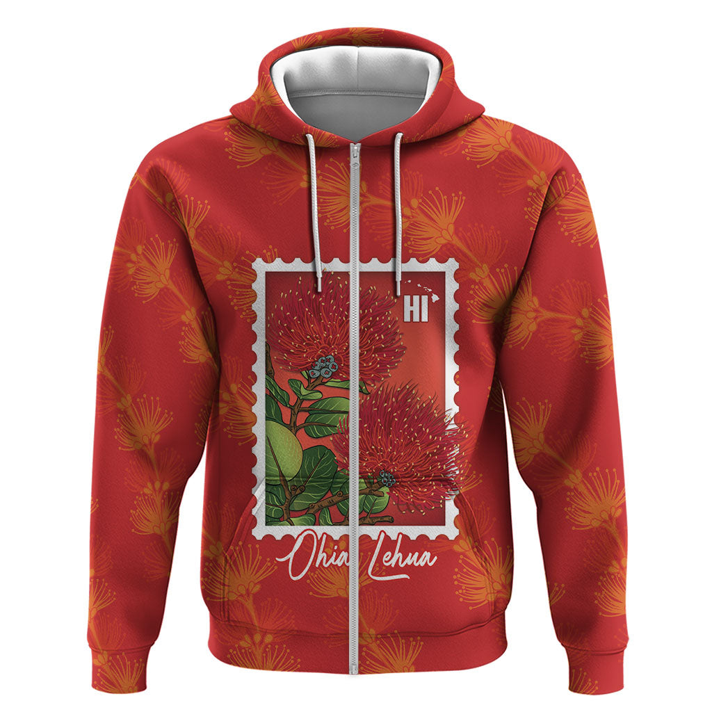 Aloha Hawaii Ohia Lehua Hoodie Hawaiian Lei Stylized Stamp