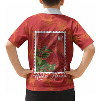 Aloha Hawaii Ohia Lehua Kid Hawaiian Shirt Hawaiian Lei Stylized Stamp