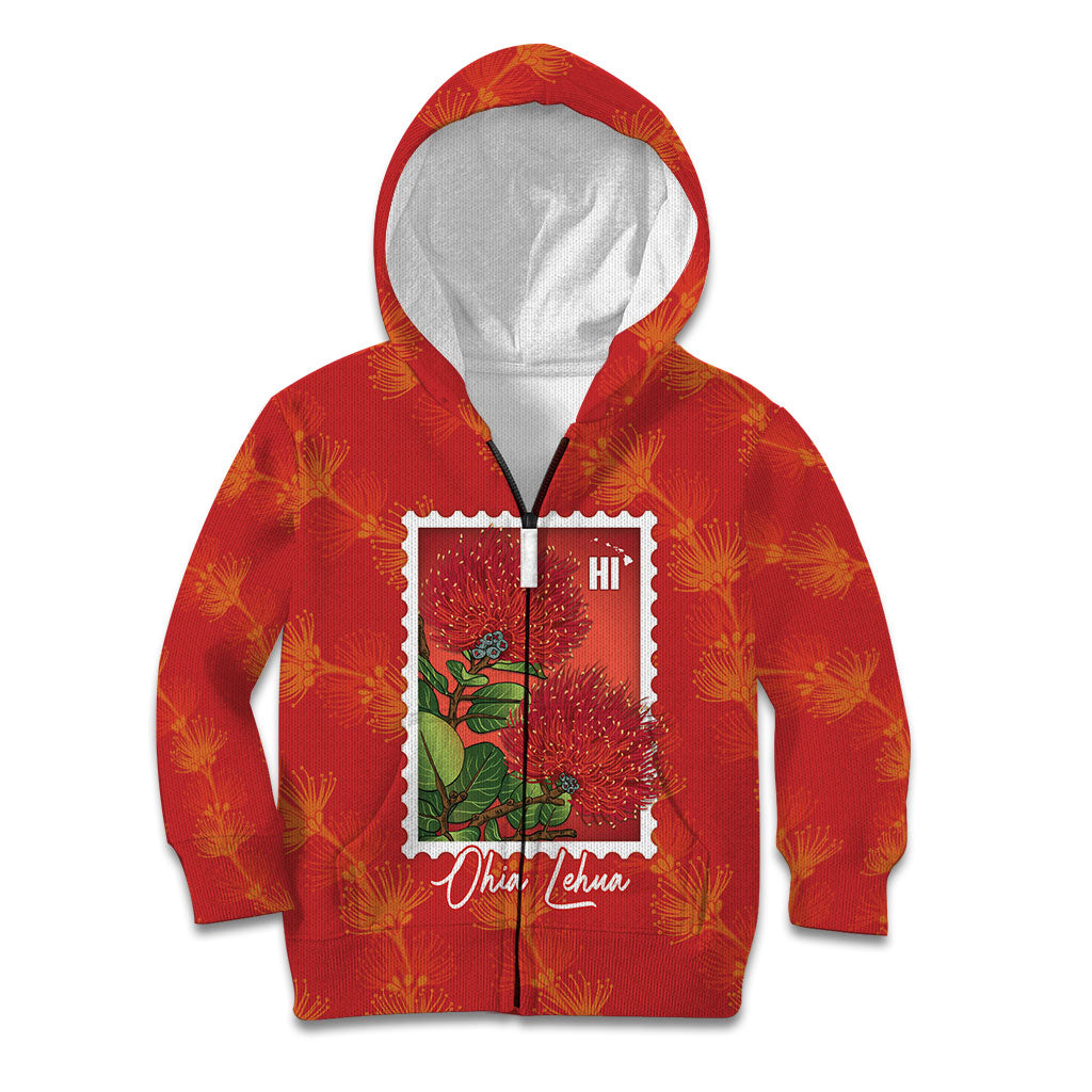 Aloha Hawaii Ohia Lehua Kid Hoodie Hawaiian Lei Stylized Stamp