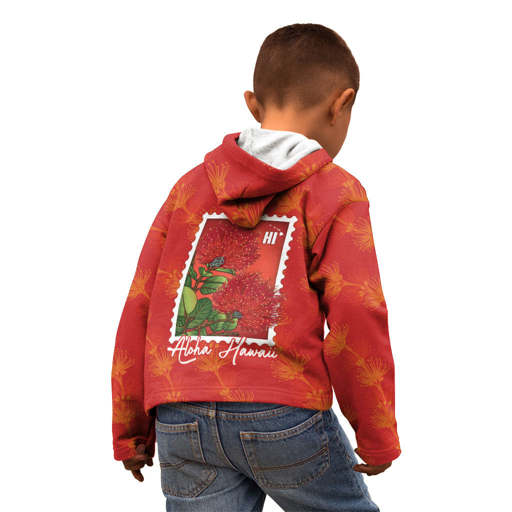 Aloha Hawaii Ohia Lehua Kid Hoodie Hawaiian Lei Stylized Stamp