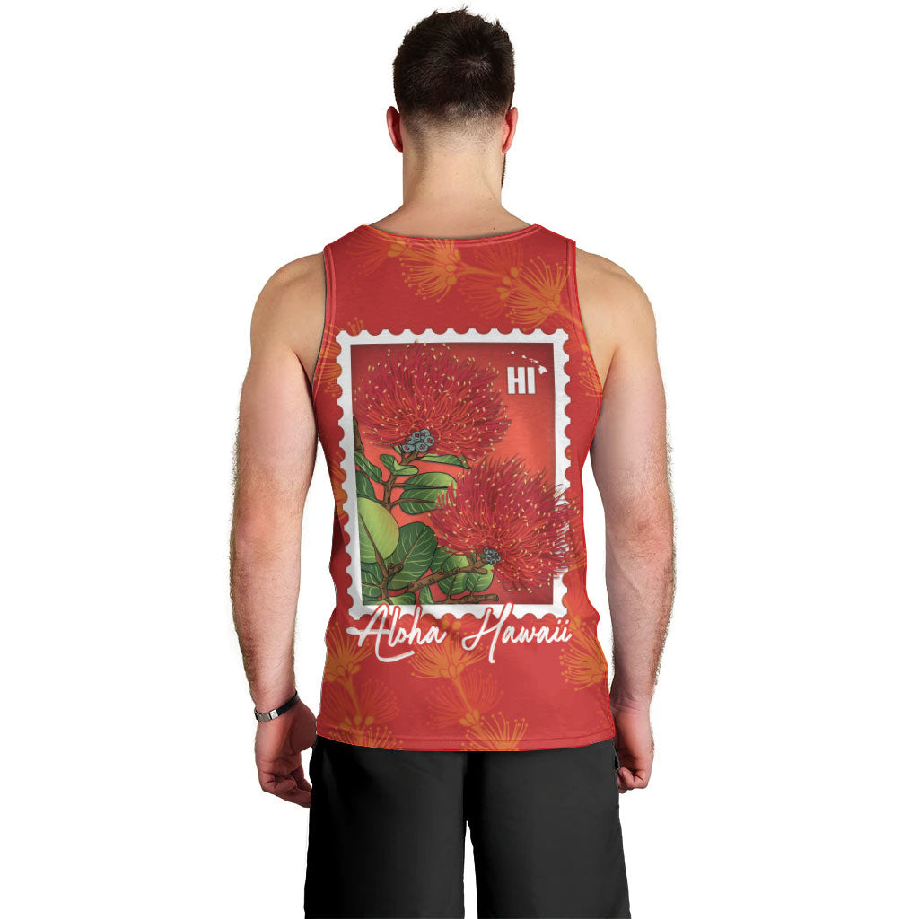 Aloha Hawaii Ohia Lehua Men Tank Top Hawaiian Lei Stylized Stamp