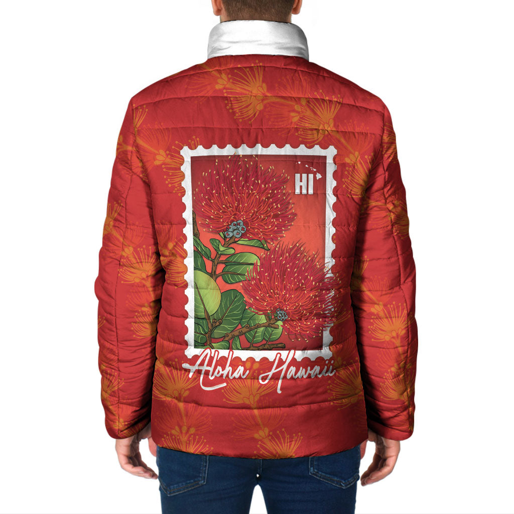 Aloha Hawaii Ohia Lehua Padded Jacket Hawaiian Lei Stylized Stamp LT14 - Polynesian Pride