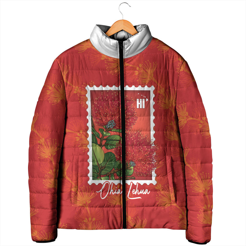 Aloha Hawaii Ohia Lehua Padded Jacket Hawaiian Lei Stylized Stamp LT14 - Polynesian Pride