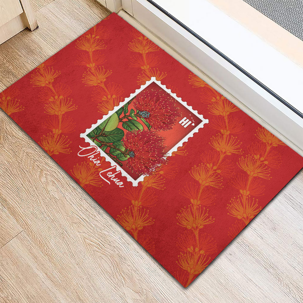 Aloha Hawaii Ohia Lehua Rubber Doormat Hawaiian Lei Stylized Stamp LT14 - Polynesian Pride