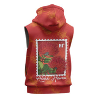 Aloha Hawaii Ohia Lehua Sleeveless Zip Hoodie Hawaiian Lei Stylized Stamp