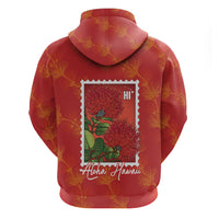 Aloha Hawaii Ohia Lehua Zip Hoodie Hawaiian Lei Stylized Stamp