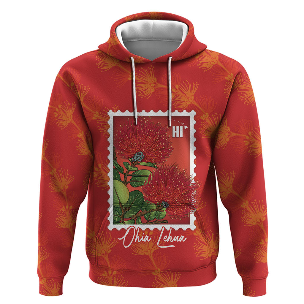Aloha Hawaii Ohia Lehua Zip Hoodie Hawaiian Lei Stylized Stamp