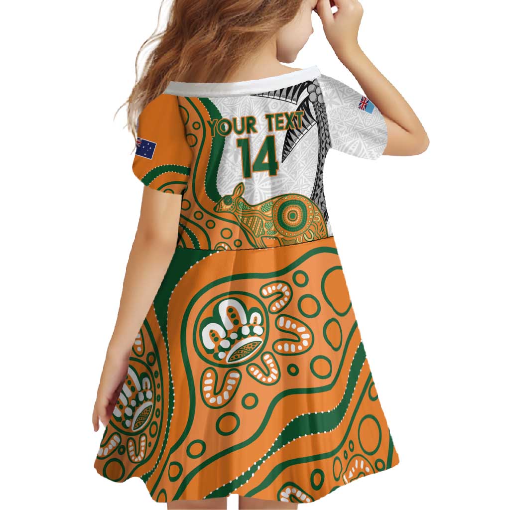 Custom Fiji And Australia Rugby Family Matching Mermaid Dress and Hawaiian Shirt Fijian Palm Tree Mix Aussie Kangaroo