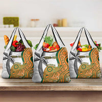 Custom Fiji And Australia Rugby Grocery Bag Fijian Palm Tree Mix Aussie Kangaroo