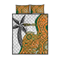 Custom Fiji And Australia Rugby Quilt Bed Set Fijian Palm Tree Mix Aussie Kangaroo