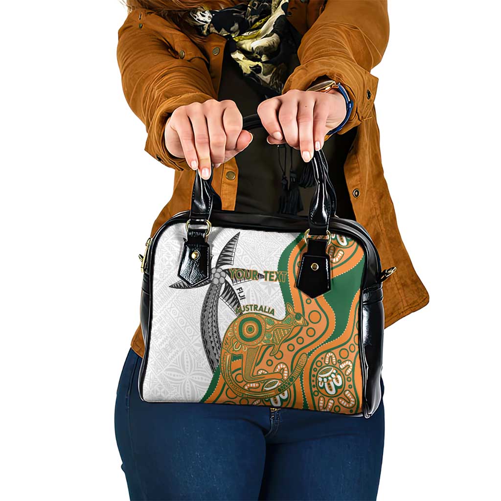 Custom Fiji And Australia Rugby Shoulder Handbag Fijian Palm Tree Mix Aussie Kangaroo LT14 One Size Gold - Polynesian Pride