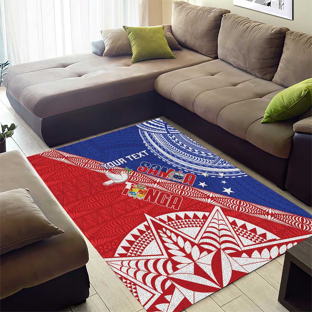 Tonga and Samoa Rugby Custom Area Rug Ikale Tahi Manu Samoa Together - Polynesian Pride