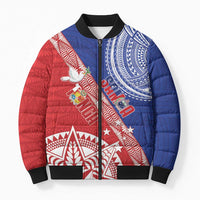 Tonga and Samoa Rugby Custom Bomber Puffer Jacket Ikale Tahi Manu Samoa Together - Polynesian Pride