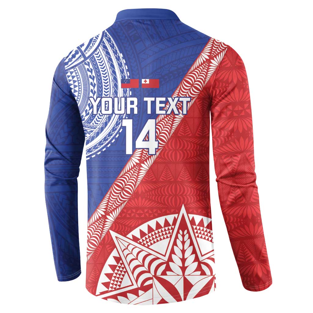 Tonga and Samoa Rugby Custom Button Sweatshirt Ikale Tahi Manu Samoa Together - Polynesian Pride