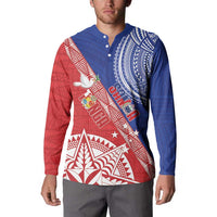 Tonga and Samoa Rugby Custom Button Sweatshirt Ikale Tahi Manu Samoa Together - Polynesian Pride